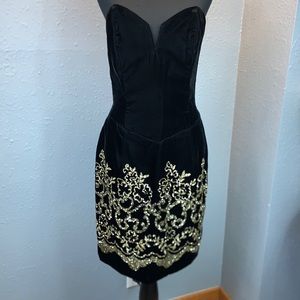 Vintage Scott McClintock Velvet Black Strapless Dress